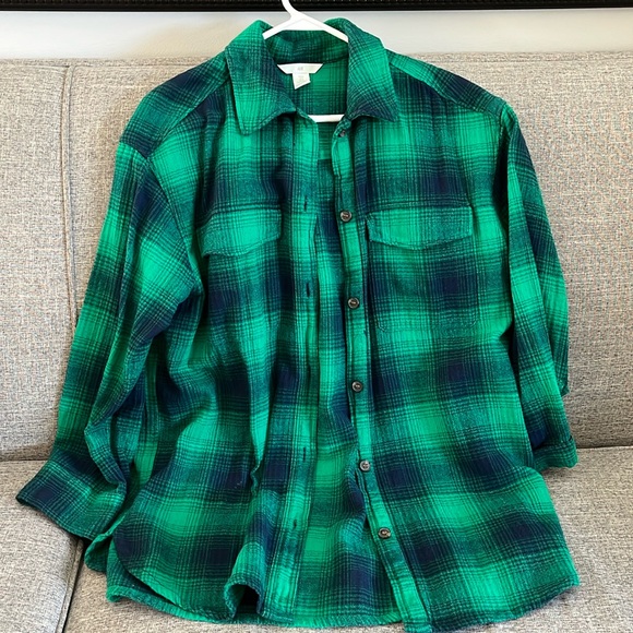 Green oversized flann shirt - Picture 2 of 6